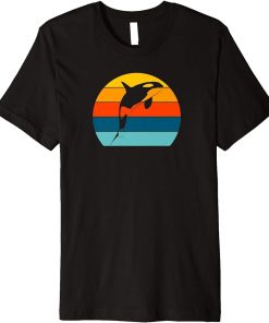 Orca Killer Whale Retro Vintage Sunset Women Men Girls Boys Premium T-Shirt