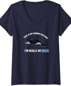 Womens This is my human costume, I"m really an Orca, for Kids V-Neck T-Shirt