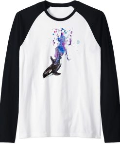 Orca Motif T-Shirt Whale Orka Blue Whale Humpback Whale Sea Animal Raglan Baseball Tee