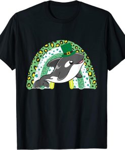 St. Patrick"s Day Orca Green Rainbow Four Leaf Clover T-Shirt