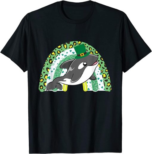 St. Patrick"s Day Orca Green Rainbow Four Leaf Clover T-Shirt