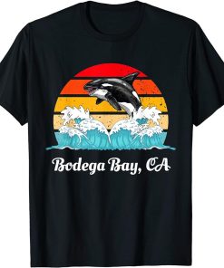 Vintage Bodega Bay CA Distressed Orca Killer Whale Art T-Shirt