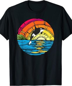 Orca Water Killer Whale Colorful Stained Glass Design T-Shirt