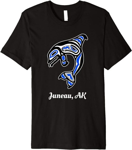 Blue Native American Juneau AK Tribal Orca Killer Whale Premium T-Shirt